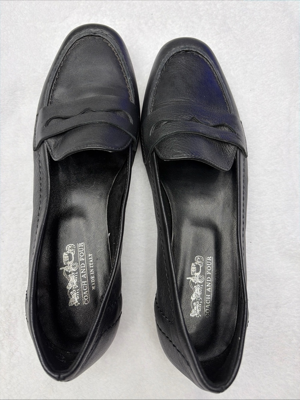 Coach and Four Black Leather Penny Loafers for women